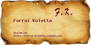 Forrai Koletta névjegykártya